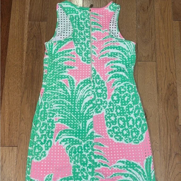 Lilly Pulitzer Perla Pink Laser Cut Scuba Shift Dress Pink and Green - Picture 8 of 13